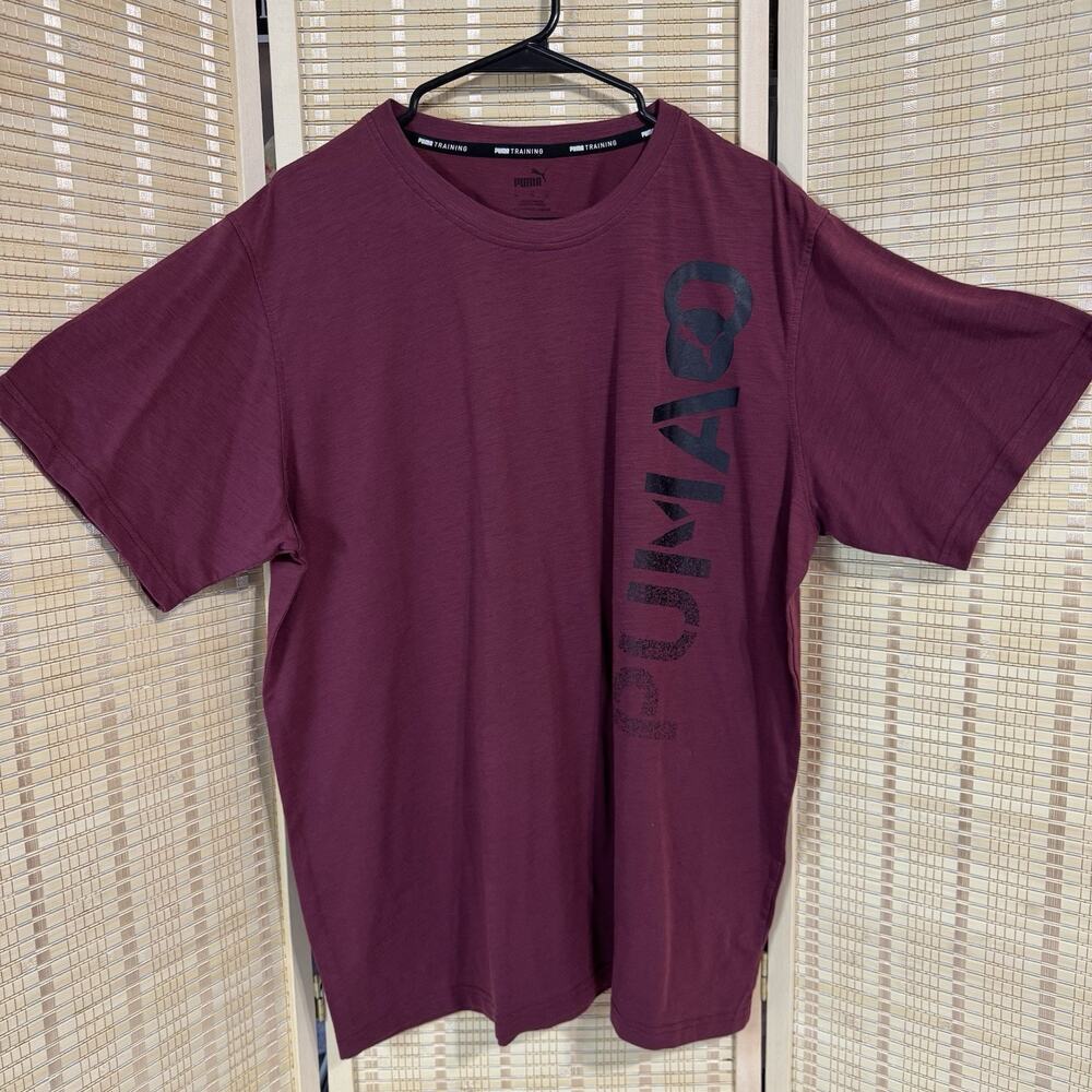 Puma Shirt Men's Size XL Burgundy Training Short Sleeve